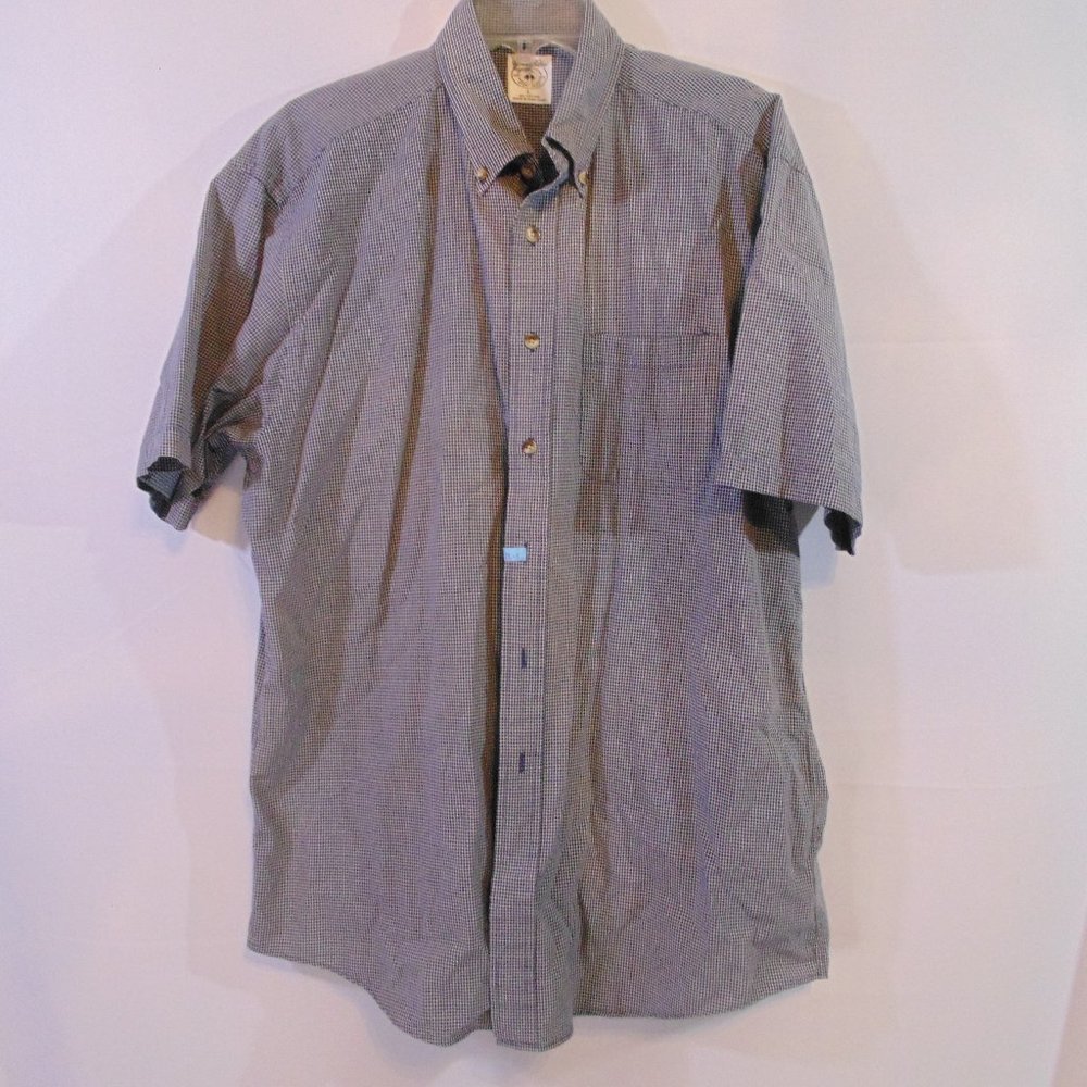 Brooks Brothers blue/white check short sleeve button down shirt Large